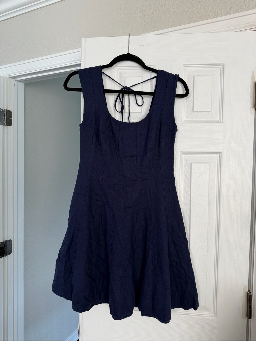 Sleeveless Navy Tie-Back Mini Dress